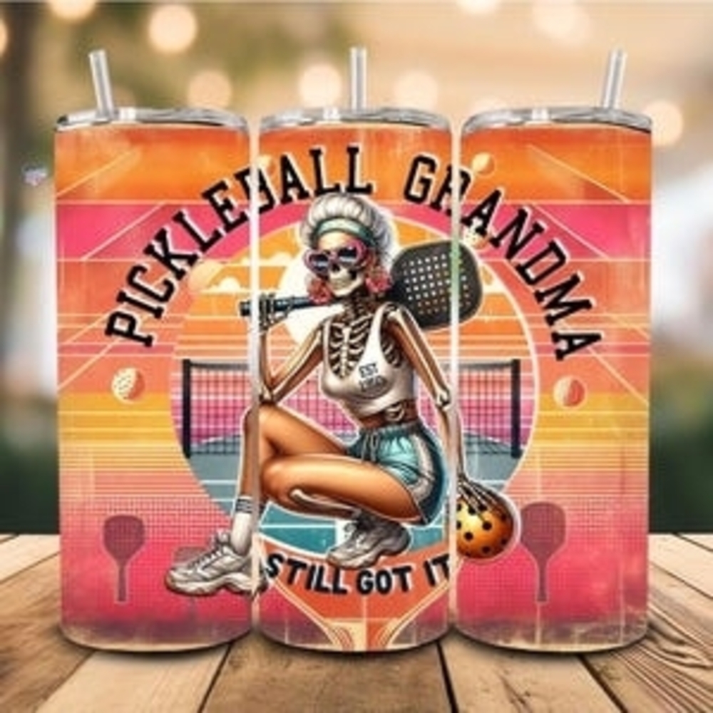 Pickleball Grandma Tumbler - Vibrant Multicolor Design